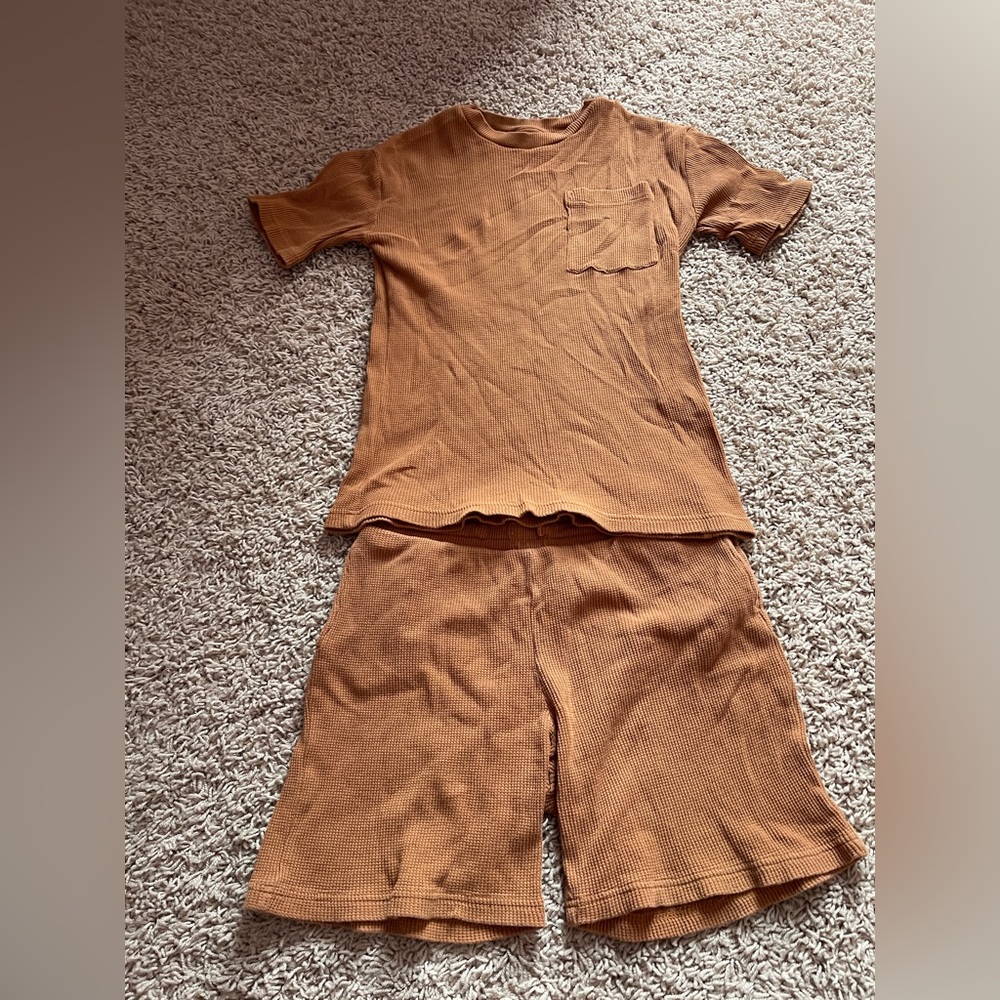 H&M Boys Waffle Knit Shirt & Shorts Set Size 10